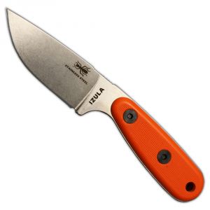 ESEE Izula Stainless Steel Fixed Blade Knife w/ Orange G10 Handles and Molded Polymer Sheath